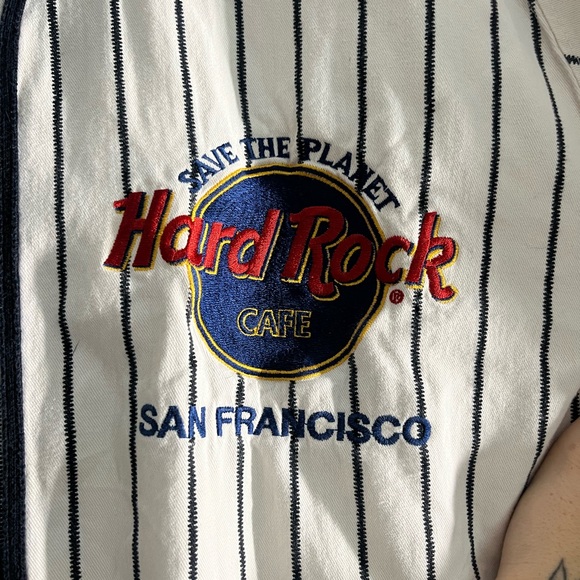 Vintage Hard Rock Cafe Jersey Large Baseball Pinstripe RARE - Picture 2 of 5